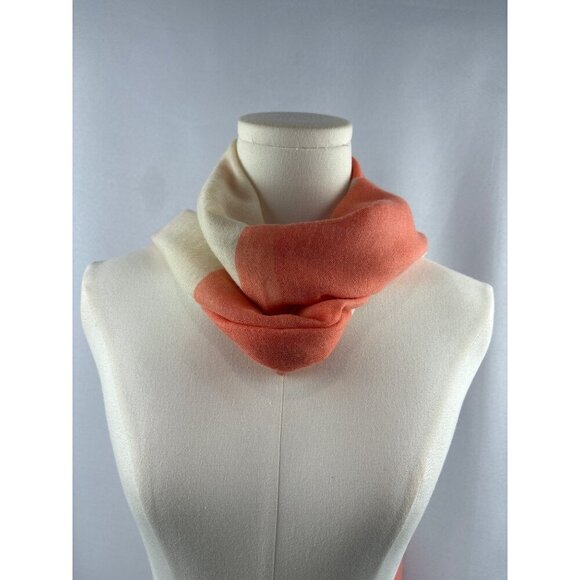 Striped Coral & Cream Scarf - Picture 5 of 6
